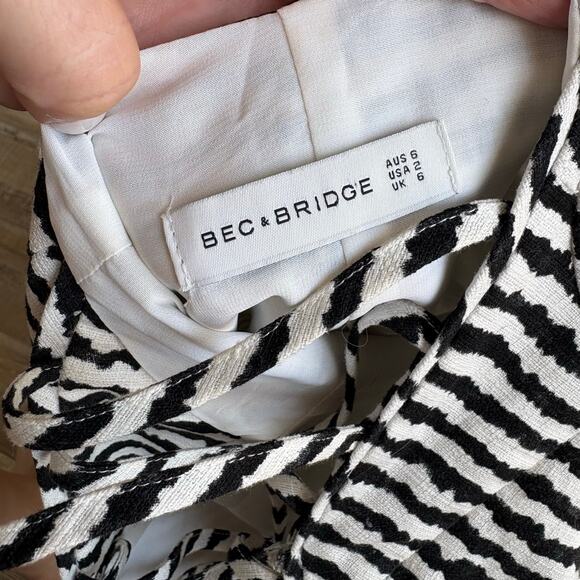 Bec + Bridge Black White Zebra Stripe Mini Dress Size 2 - Picture 4 of 6